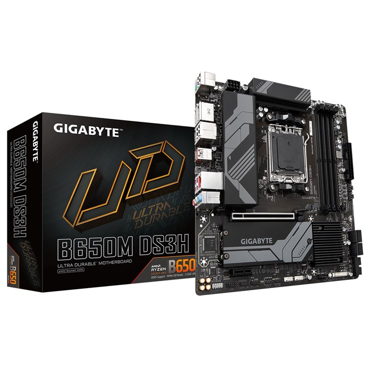 GIGABYTE B650M DS3H Motherboard - Supports AMD Ryzen 8000 CPUs, 6+2+1 Phases Digital VRM, up to 8000MHz DDR5, 2xPCIe 4.0 M.2, 2.5GbE LAN, USB 3.2 Gen 2