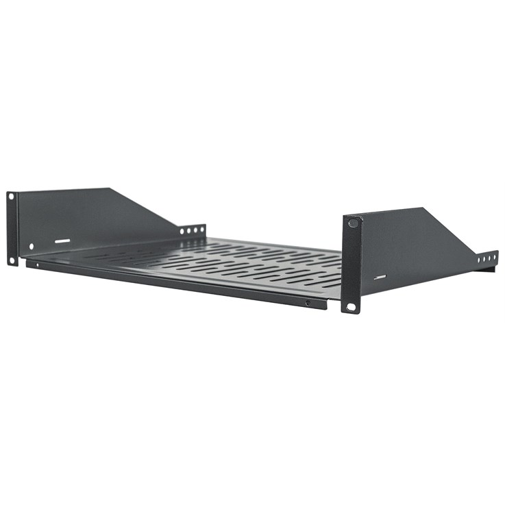 Intellinet 19" Cantilever Shelf, 2U, Fixed, Depth 350mm, Max 15kg, Black, Three Year Warranty