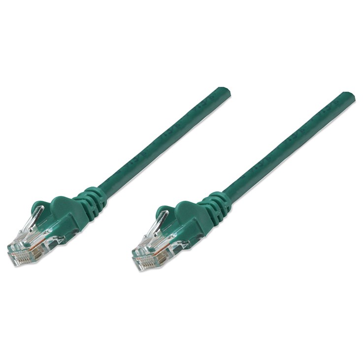 Intellinet Network Patch Cable, Cat5e, 20m, Green, CCA, U/UTP, PVC, RJ45, Gold Plated Contacts, Snagless, Booted, Lifetime Warranty, Polybag
