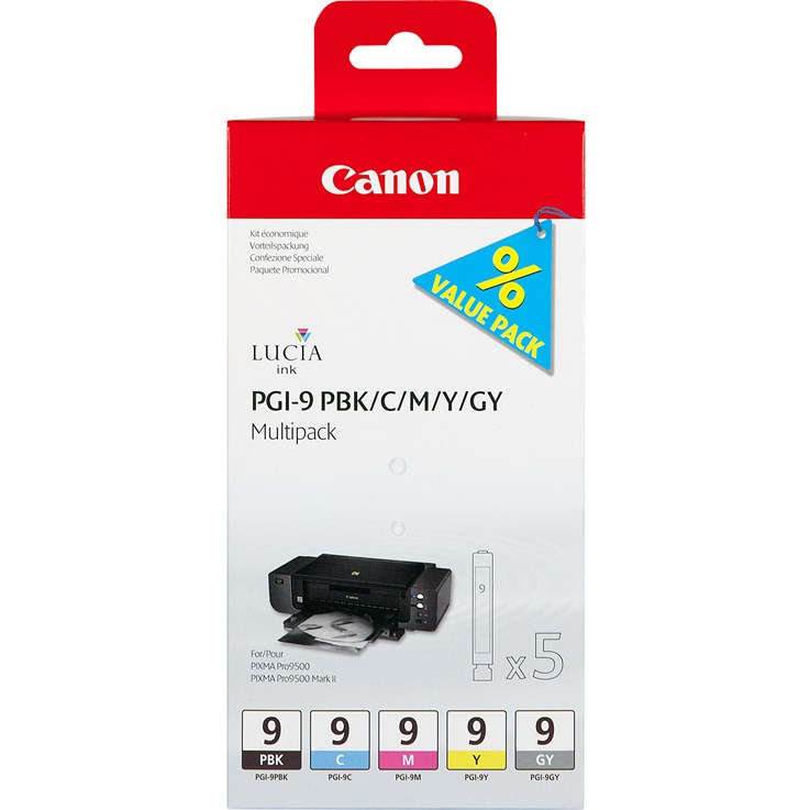 Canon PGI-9 PBK/C/M/Y/GY 5 Ink Cartridge Multipack