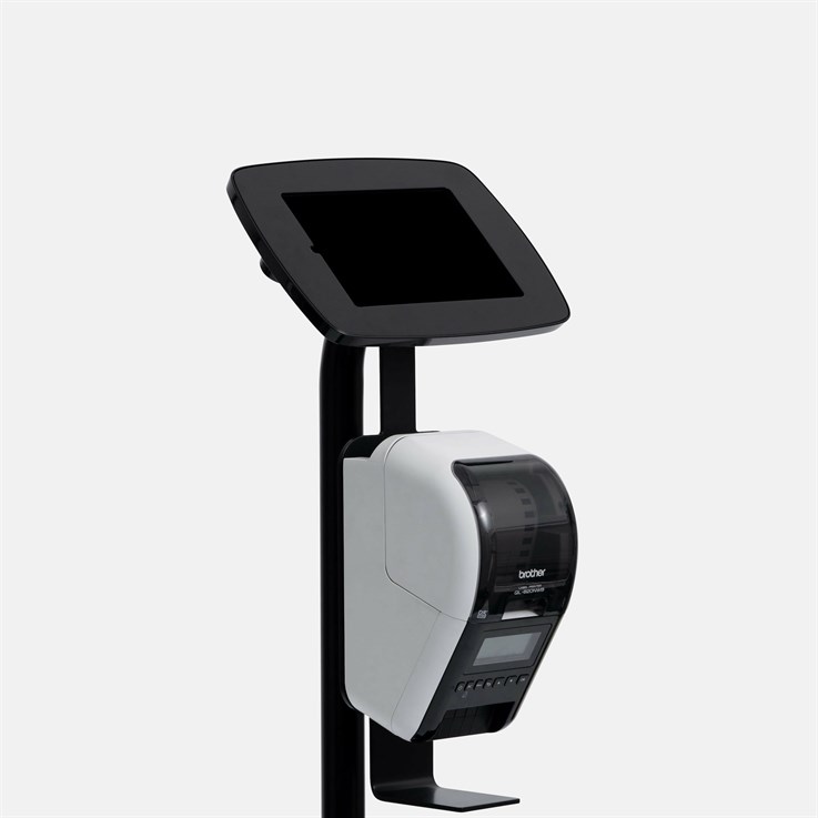 Bouncepad Floorstanding with Brother Printer Mount (inc USB Cable) | Samsung Tab A9 8.7 (2023) | White | Exposed Front Camera and Home Button