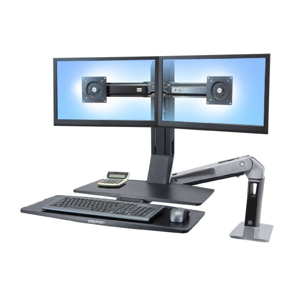 Ergotron WorkFit -A, Dual monitor mount / stand 55.9 cm (22") Desk Black