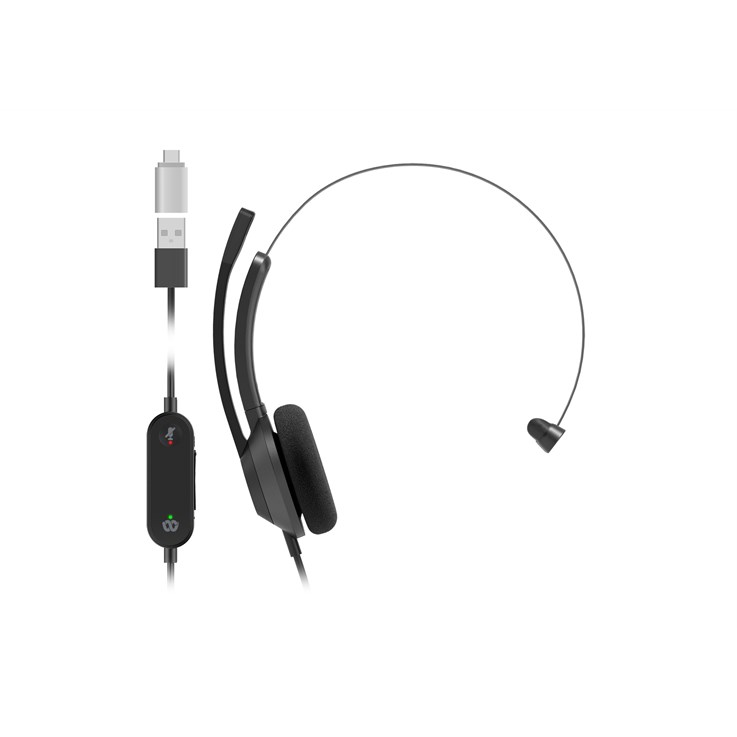 Cisco Headset 321 USB-C, Wired Single On-Ear Headphones, Webex Controller with USB-C, Carbon Black, 2-Year Limited Liability Warranty (HS-W-321-C-USBC)