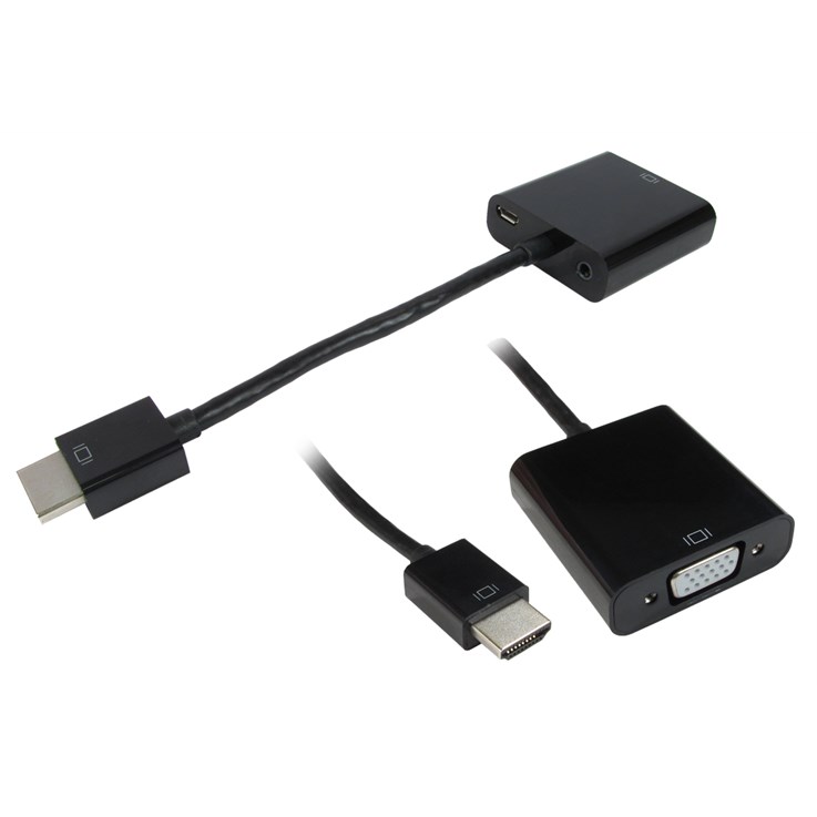 Cables Direct HDHSV-HDMI video cable adapter HDMI Type A (Standard) VGA (D-Sub) + 3.5mm Black