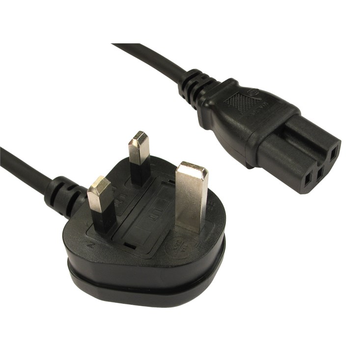 Cables Direct UK - C15 2m Black BS 1363 C15 coupler