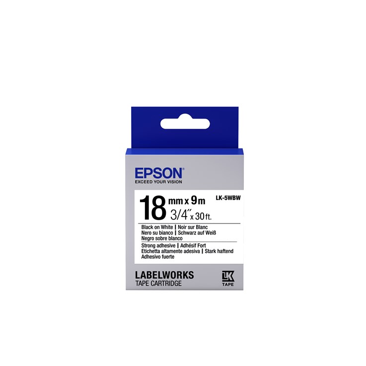Epson Label Cartridge Strong Adhesive LK-5WBW Black/White 18mm (9m)