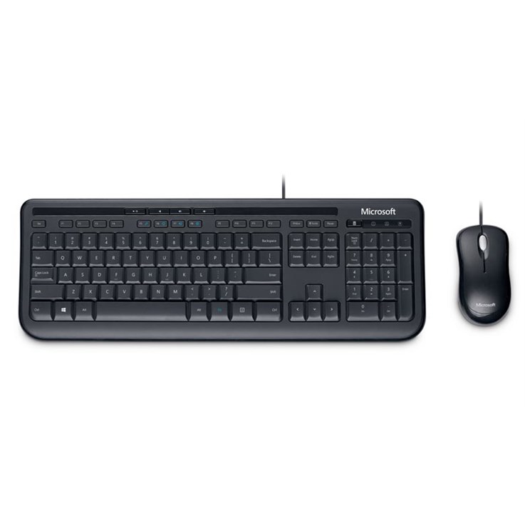 Microsoft Wired Desktop 600 keyboard Mouse included Universal USB Black