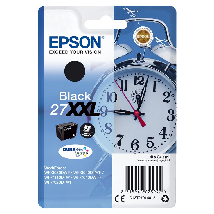 Epson Alarm clock Singlepack Black 27XXL DURABrite Ultra Ink