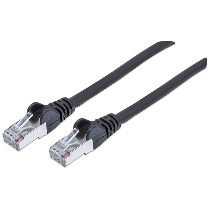 Intellinet Network Patch Cable, Cat6, 1m, Black, Copper, S/FTP, LSOH / LSZH, PVC, RJ45, Gold Plated Contacts, Snagless, Booted, Lifetime Warranty, Polybag