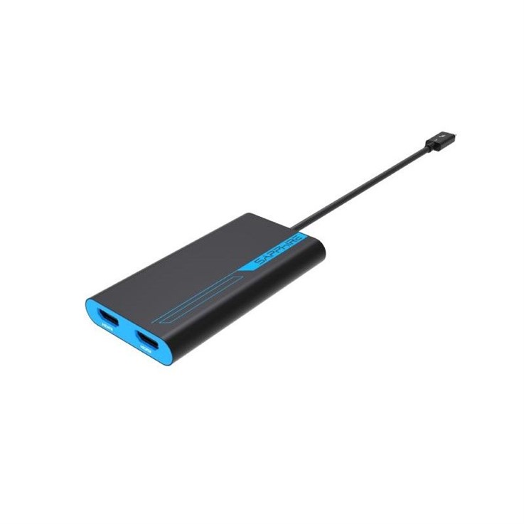 Sapphire 44005-02-20G video cable adapter 0.28 m Thunderbolt 3 2 x HDMI Blue, Grey