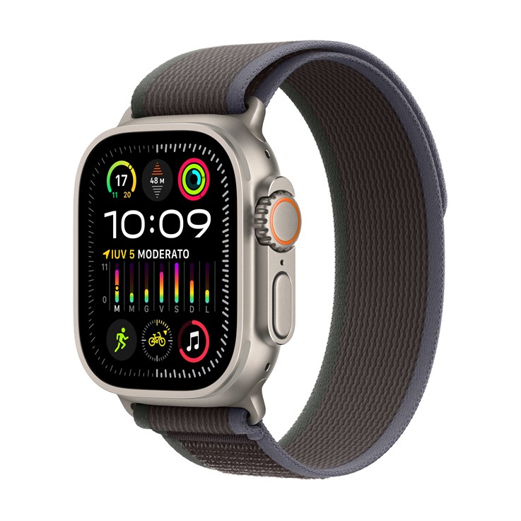 Apple Watch Ultra 2 GPS + Cellular, 49mm Titanium Case w/ Blue/Black Trail Loop - S/M