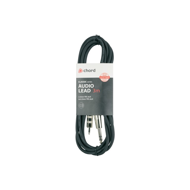 Chord Electronics 190.013UK audio cable 3 m 6.35mm TRS 3.5mm TRS Black