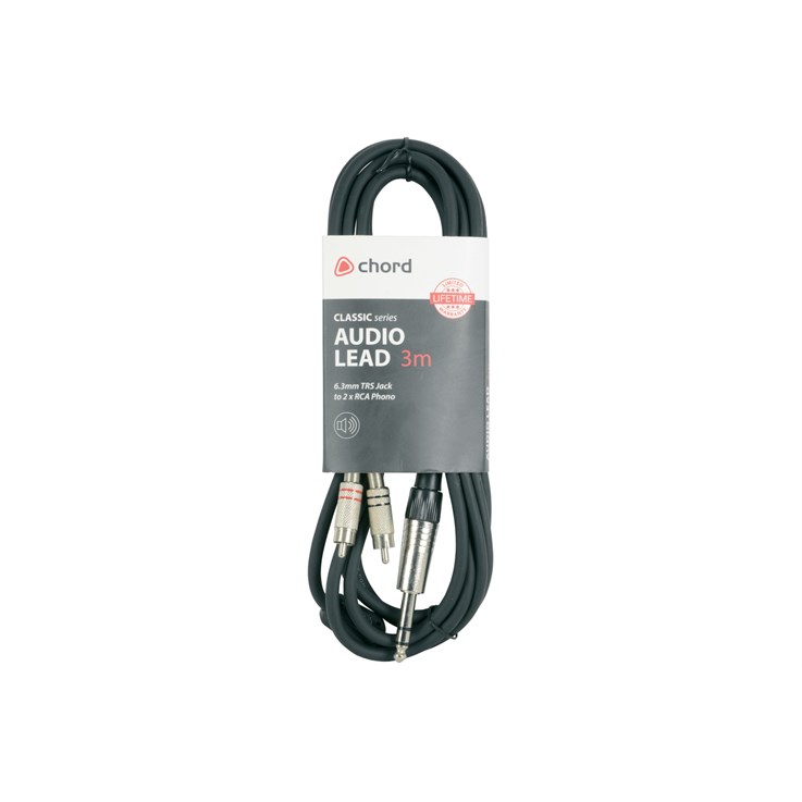 Chord Electronics 190.016UK audio cable 3 m 6.35mm TRS 2 x RCA Black