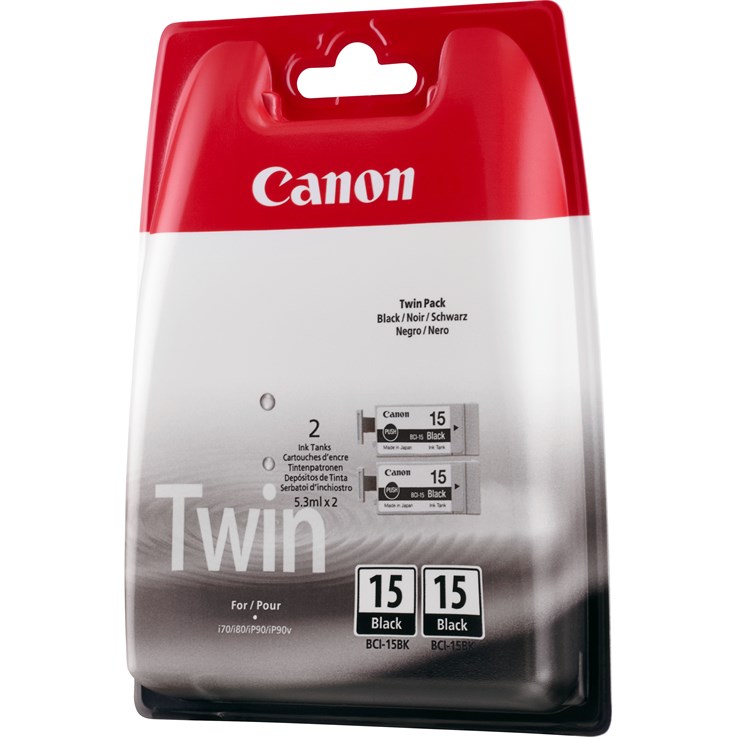 Canon BCI-15BK Black Ink Cartridge (Twin Pack)