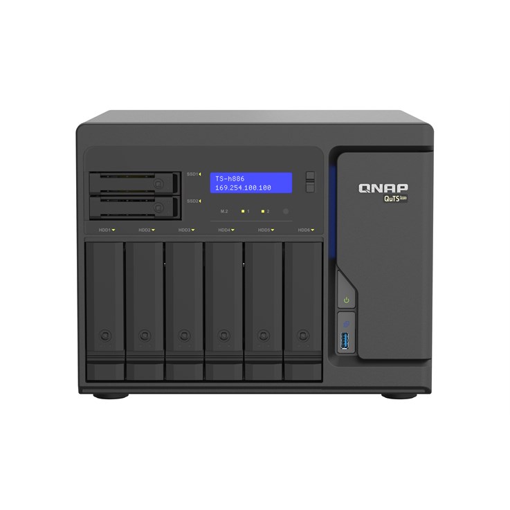QNAP TS-h886 NAS Tower Intel® Xeon® D D-1602 8 GB DDR4 0 TB QuTS hero Black