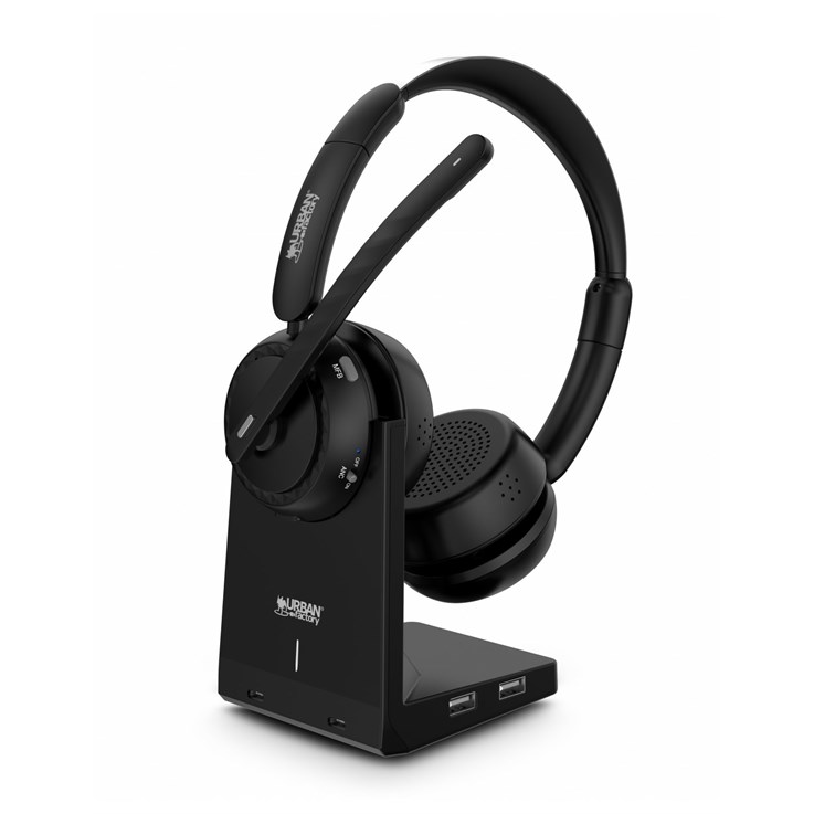 Urban Factory MOVEE MAX Headset Wireless Head-band Gaming USB Type-A Bluetooth Charging stand Black