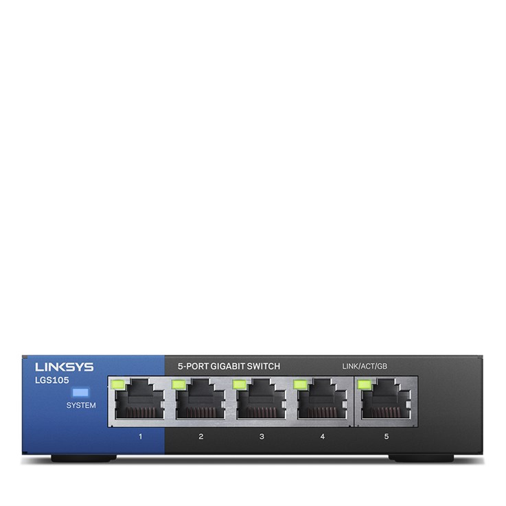Linksys LGS105 Unmanaged Gigabit Ethernet (10/100/1000) Black, Blue