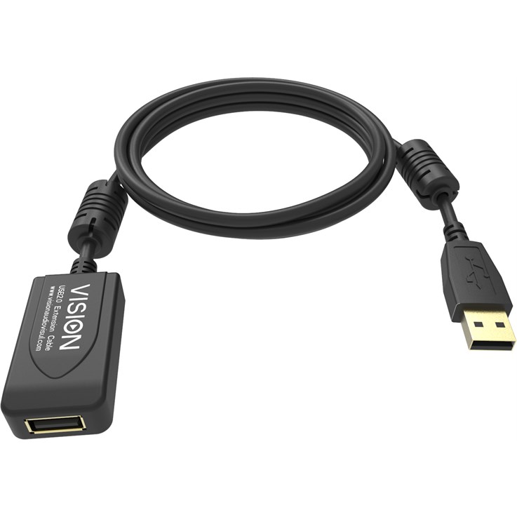 Vision TC 5MUSBEXT+/BL- USB cable USB 2.0 5 m USB A Black