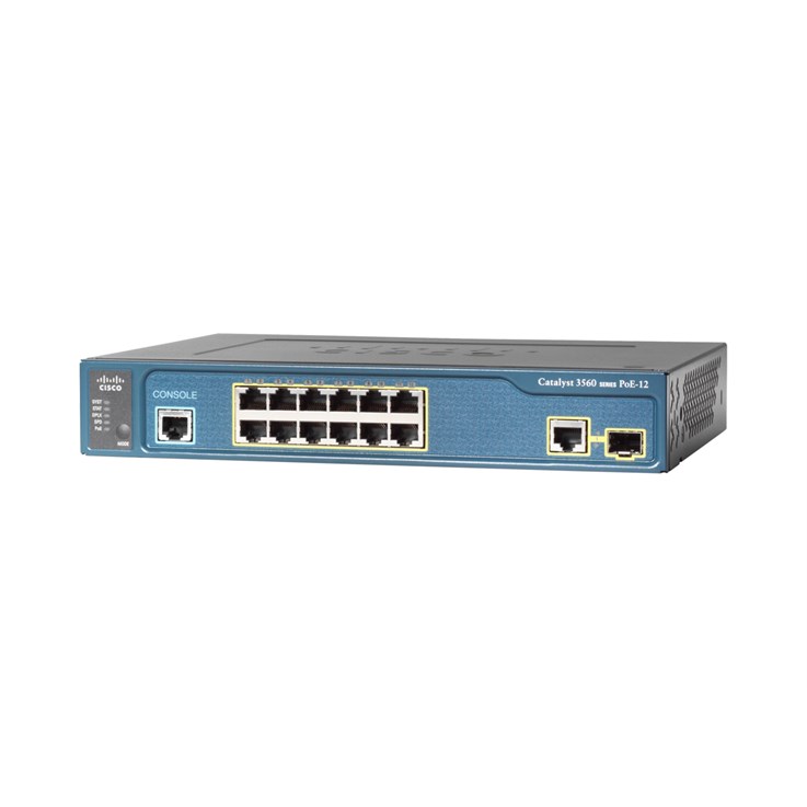 Cisco Catalyst 3560CX-12PC-S Network Switch, 12 Gigabit Ethernet (GbE) Ports, 8 PoE+ Outputs, 240W PoE Budget, two 1 G SFP and two 1 G Copper Uplinks, Enhanced Limited Lifetime Warranty (WS-C3560CX-12PC-S)