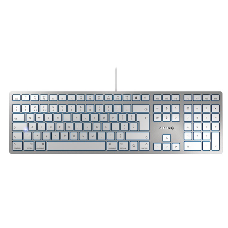 CHERRY KC 6000 SLIM FOR MAC Corded Keyboard, Silver/White, USB (QWERTY - UK)