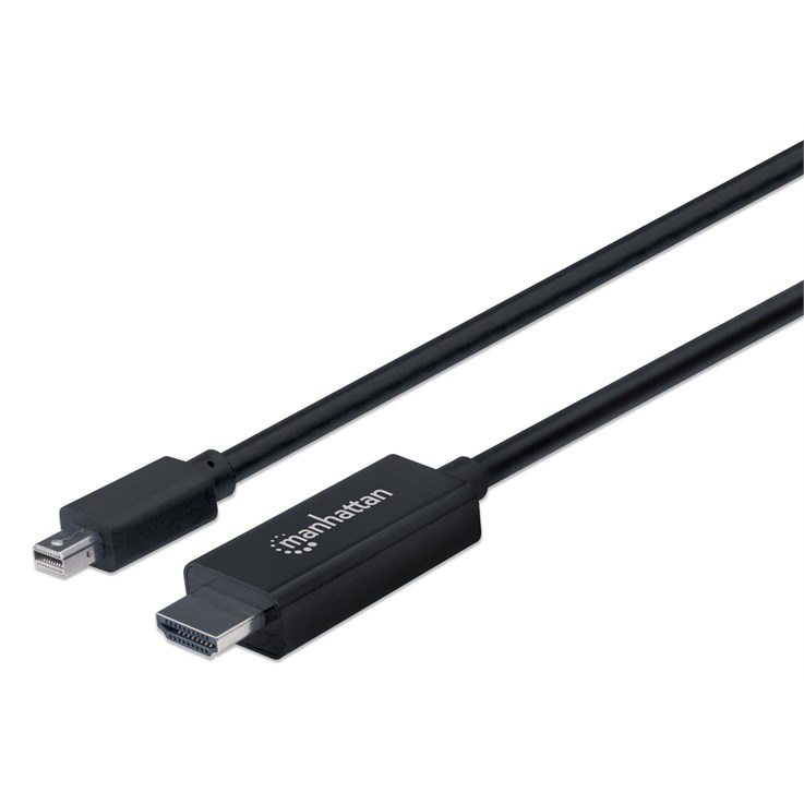 Manhattan Mini DisplayPort 1.2 to HDMI Cable, 4K@60Hz, 1m, Male to Male, Black, Equivalent to MDP2HDMM1MB, Three Year Warranty, Polybag