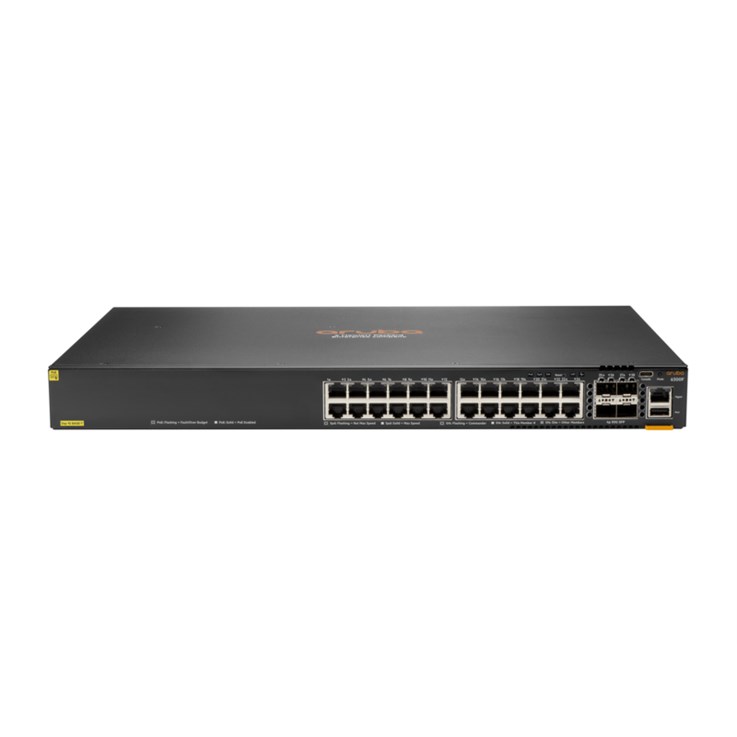 Aruba 6300F 24-port 1GbE Class 4 PoE & 4-port SFP56 Managed L3 Gigabit Ethernet (10/100/1000) Power over Ethernet (PoE) 1U Grey