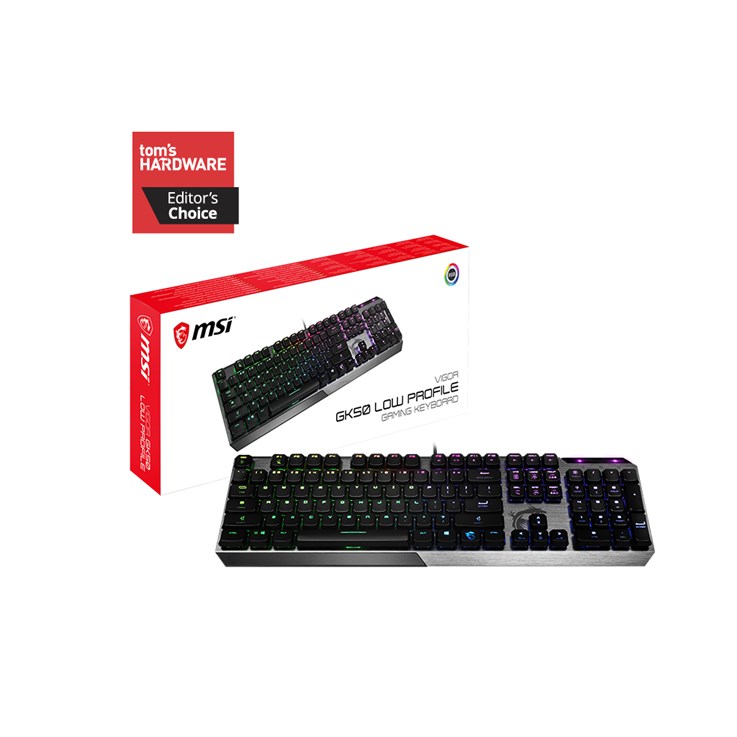 MSI VIGOR GK50 LOW PROFILE Mechanical Gaming Keyboard 'UK-Layout, KAILH Low-Profile Switches, Multi-Layer RGB LED Backlit, Tactile, Floating Key Design'