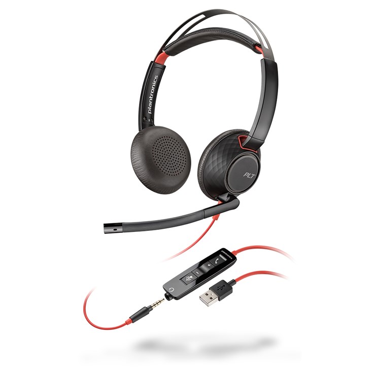 POLY Blackwire C5220 Headset Wired Head-band Office/Call center USB Type-A Black, Red