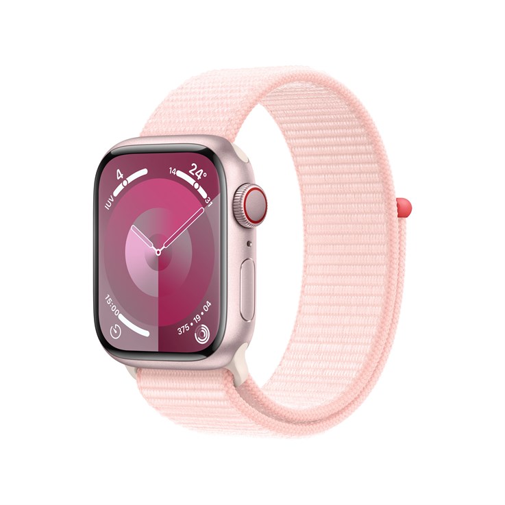 Apple Watch Series 9 GPS + Cellular 41mm Pink Aluminium Case w/ Light Pink Sport Loop
