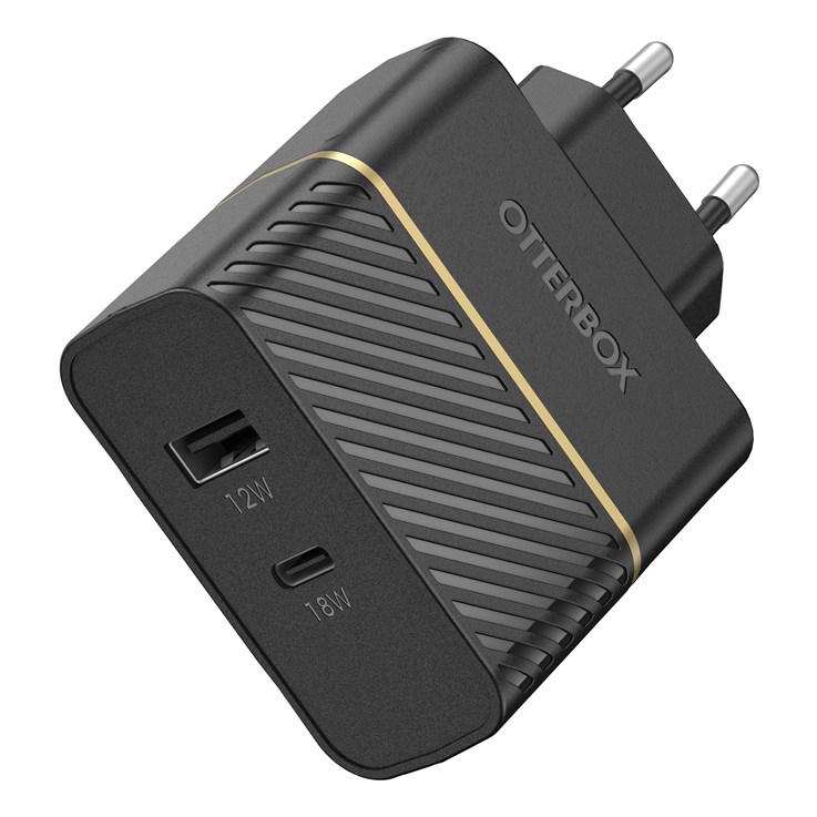 OtterBox EU Wall Charger 30W - USB-C 18W + USB-A 12W USB-PD, black