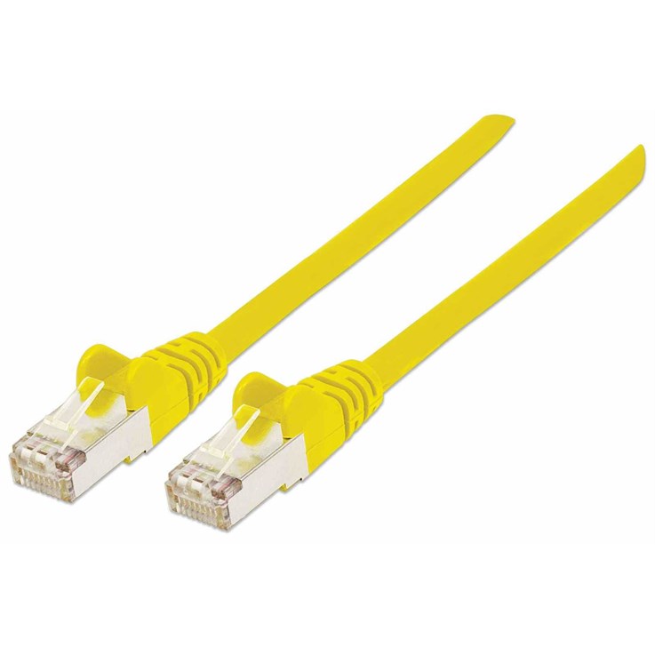 Intellinet Network Patch Cable, Cat7 Cable/Cat6A Plugs, 0.5m, Yellow, Copper, S/FTP, LSOH / LSZH, PVC, RJ45, Gold Plated Contacts, Snagless, Booted, Lifetime Warranty, Polybag