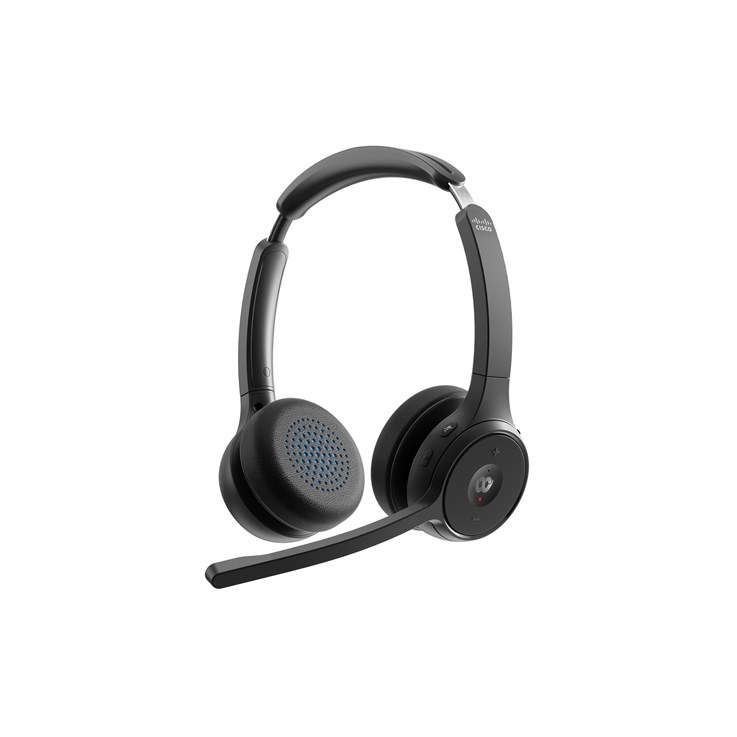 Cisco Headset 722, Wireless Dual On-Ear Bluetooth Headset with Webex Button, USB-A HD Bluetooth Adapter, Soft Case, Carbon Black, 1-Year Limited Liability Warranty (HS-WL-722-BUNA-C)