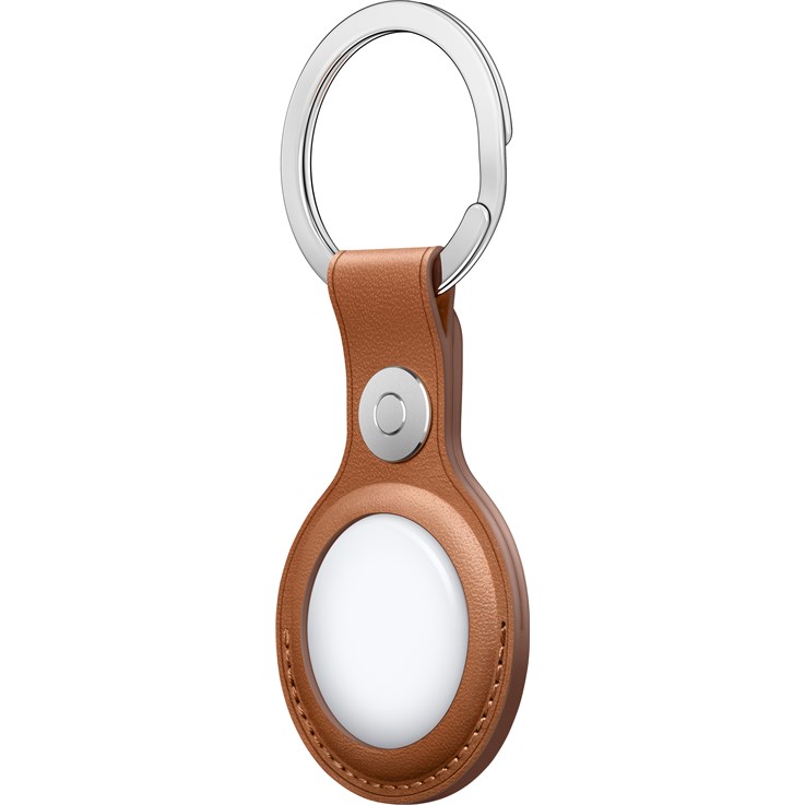 Apple AirTag Leather Key Ring - Saddle Brown