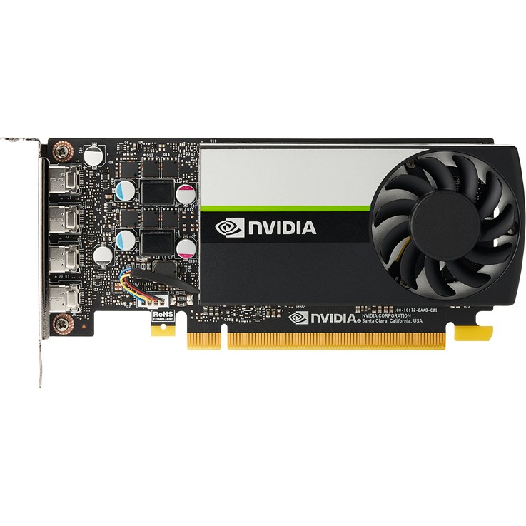 HP NVIDIA T1000, 4 GB, GDDR6, 128-bit, 896 CUDA Cores, PCI Express 3.0 x 16, 4xMini DisplayPort, 50 W