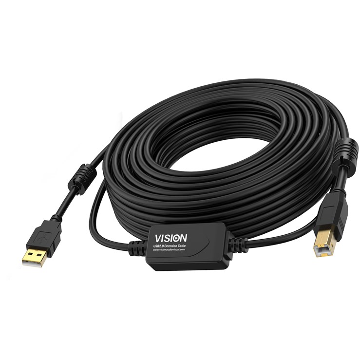 Vision TC 15MUSB+/BL/2 USB cable USB 2.0 15 m USB A USB B Black