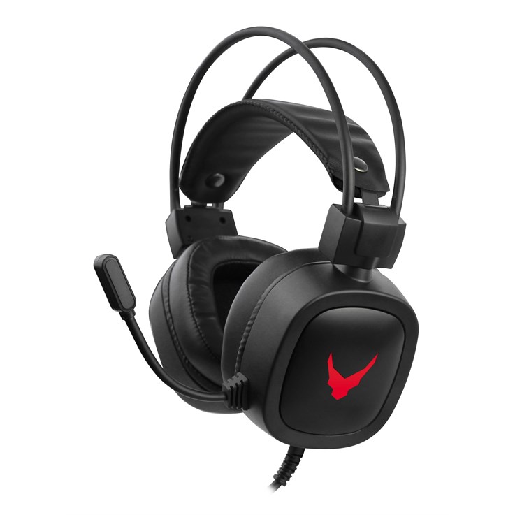 Varr Gaming USB Headphones with Built In Microphone, Over-Ear, LED Backlight, Rugged, Popular USB-A connection, Black/Red, Cable 2m